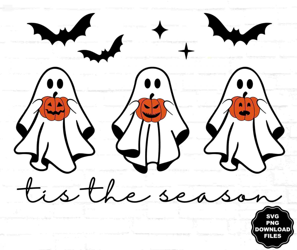 Spooky Ghosts Pumpkins SVG Ghostly Clipart Halloween Season 3 Ghosts