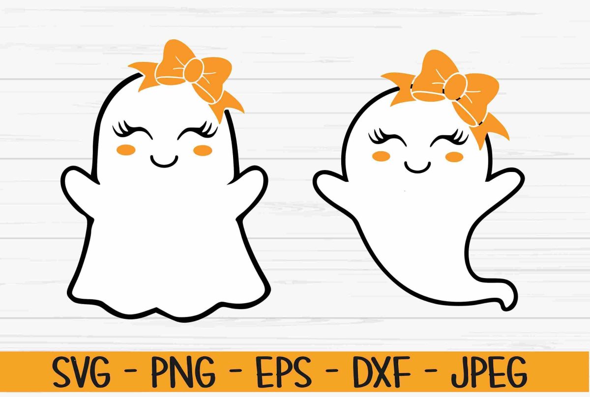 Spooky Girl Ghost SVG for Halloween Baby Kids DXF PNG EPS JPEG Cut