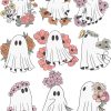 Spooky Girly Flower Ghosts Bundle PNG SVG Cricut Silhouette Halloween