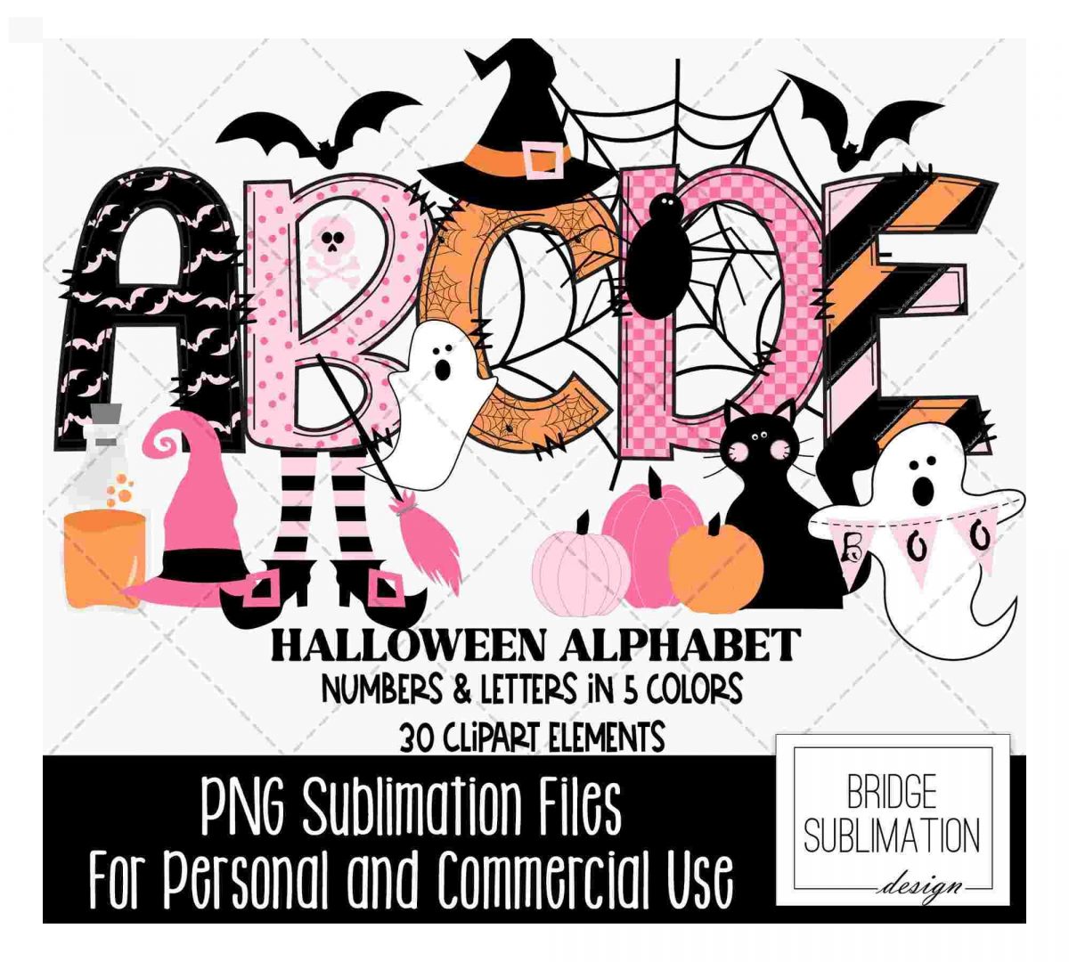 Spooky Halloween Alphabet Bundle SVG Letters Numbers Accessories