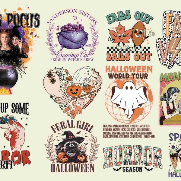 Spooky Halloween Autumn SVG Bundle Vintage Designs for Sublimation