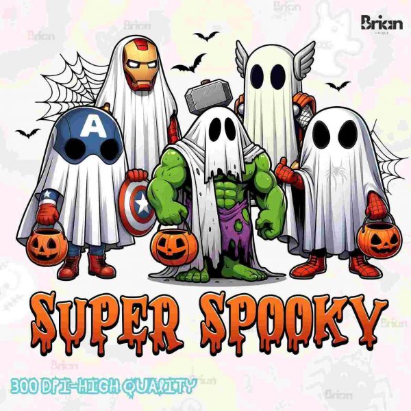 Spooky Halloween Avengers Ghosts SVG PNG Retro Pumpkins Download