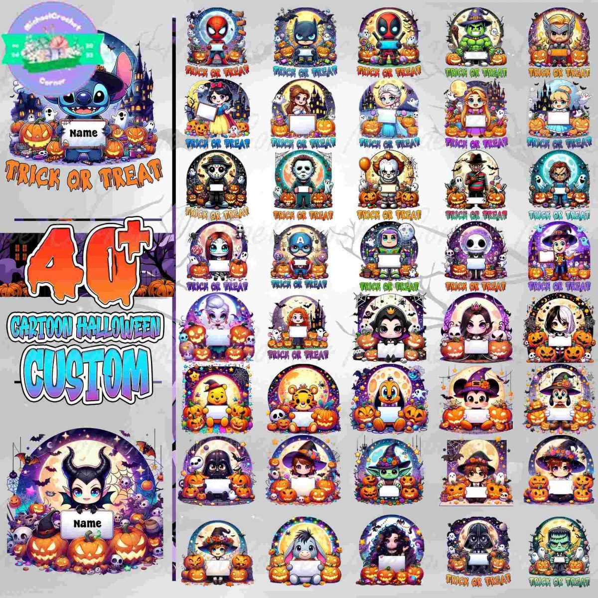 Spooky Halloween Bundle 40 Custom Cartoon PNG Designs for Trick Or