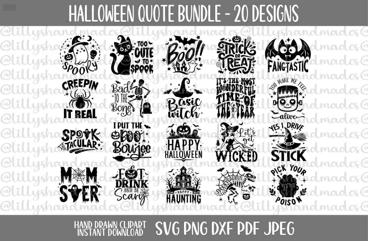 Spooky Halloween Bundle Cat Quote Ghost Boo Trick or Treat Shirt SVGs