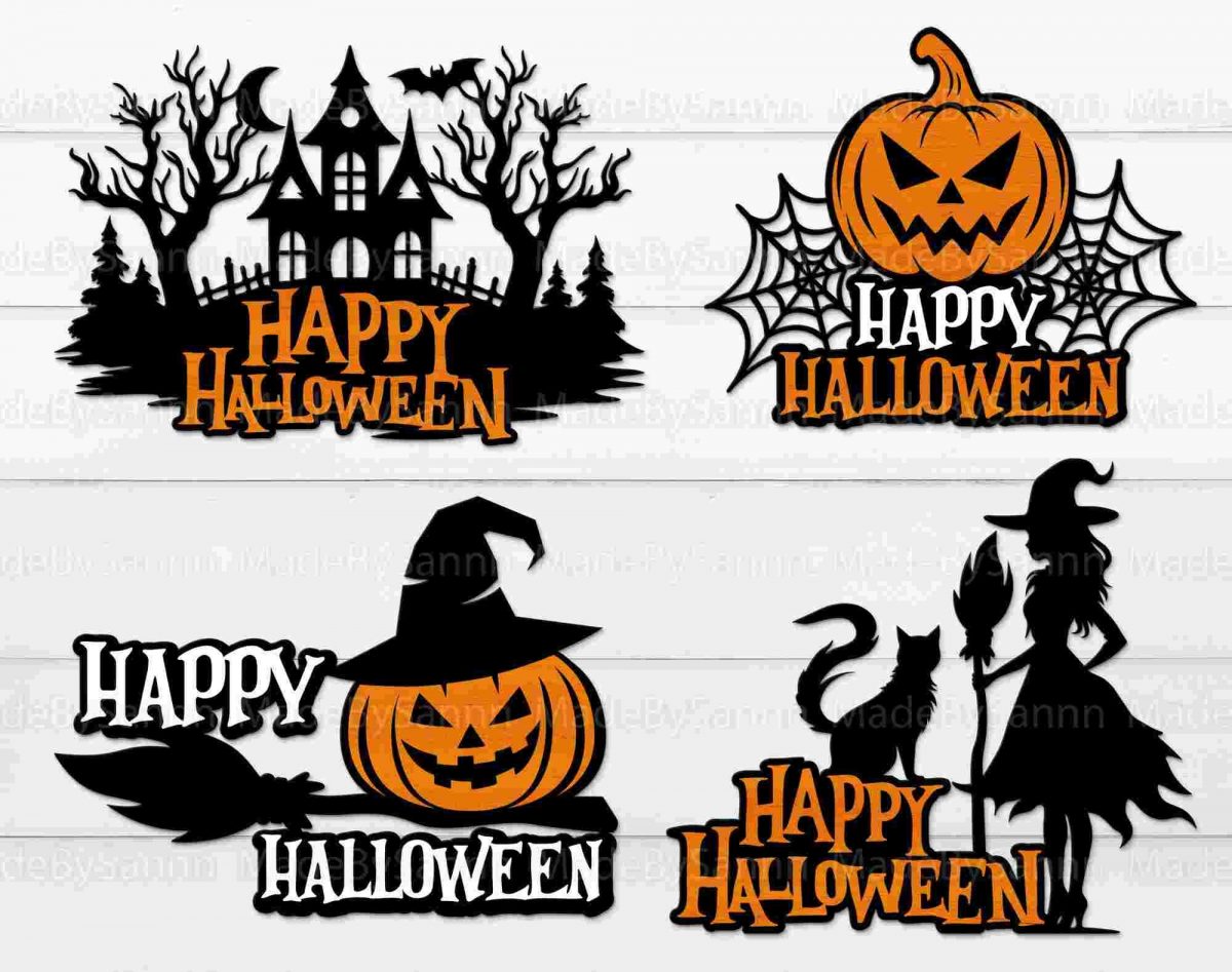 Spooky Halloween Bundle Door Hanger Welcome Sign Pumpkin Witch Svg