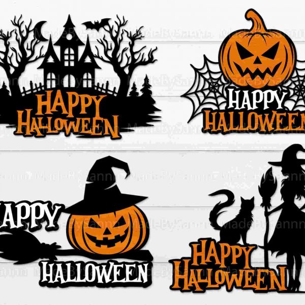 Spooky Halloween Bundle Door Hanger Welcome Sign Pumpkin Witch Svg