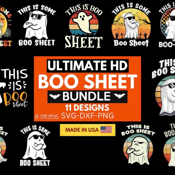 Spooky Halloween Bundle Ghost Boo Shirt PNG SVG Cut Files