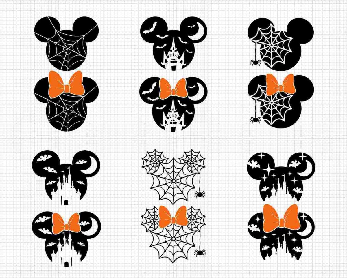 Spooky Halloween Bundle Mickey Minnie Castle Bat Spider SVG PNG Cut