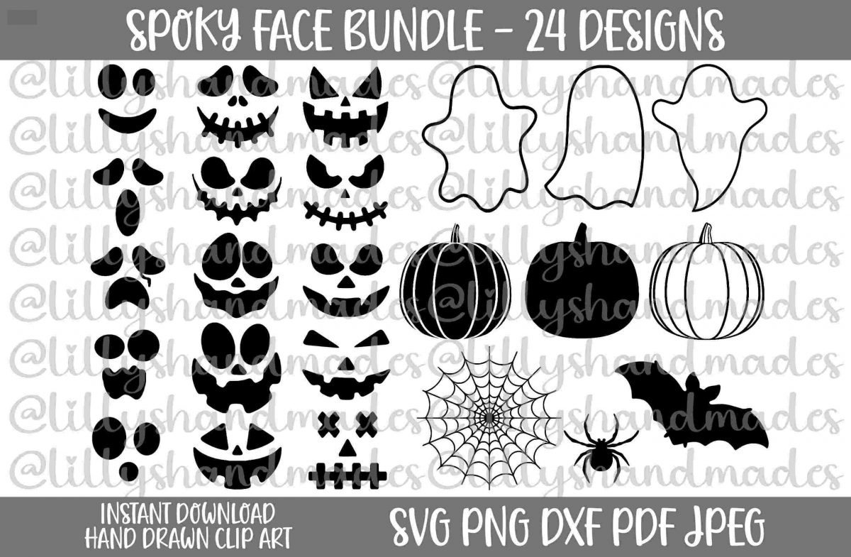 Spooky Halloween Bundle Pumpkin Ghost Spider Web Bat SVG