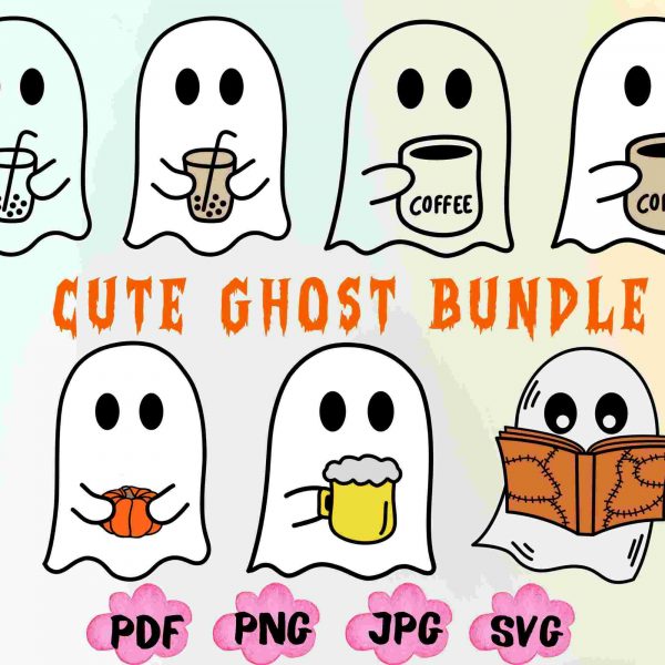 Spooky Halloween Bundle Pumpkin Ghost SVG Skeleton Coffee PNG