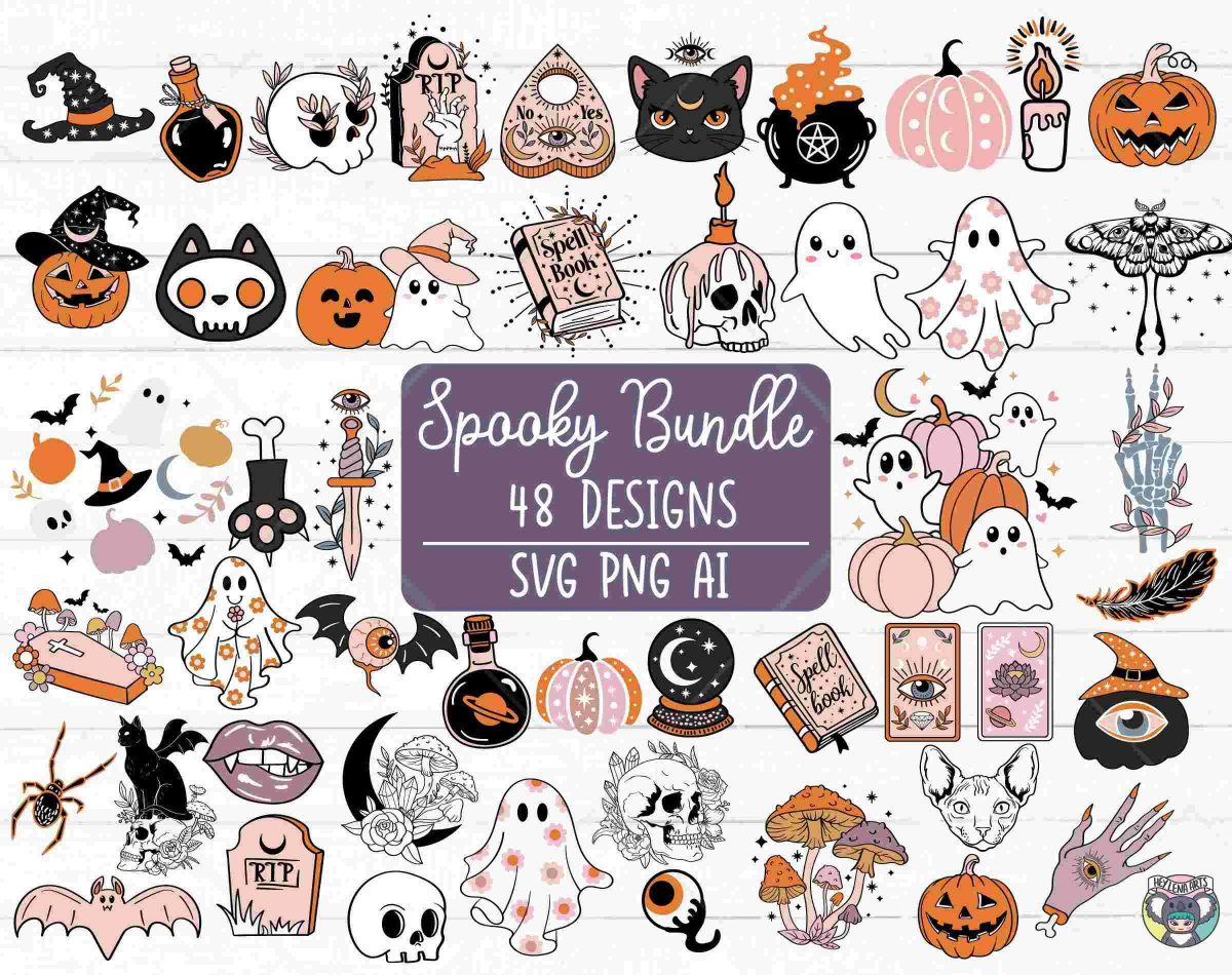 Spooky Halloween Bundle Retro Cute Funny svg png