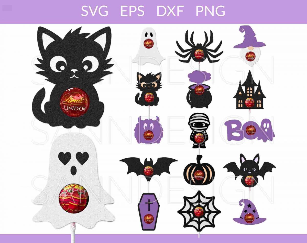 Spooky Halloween Candy Holder Bundle svg Layered Lollipop Treat Cut