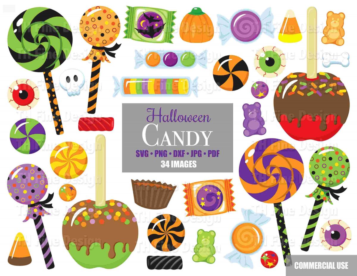 Spooky Halloween Candy SVG Clipart Treats Sweets Pumpkin Lollipops