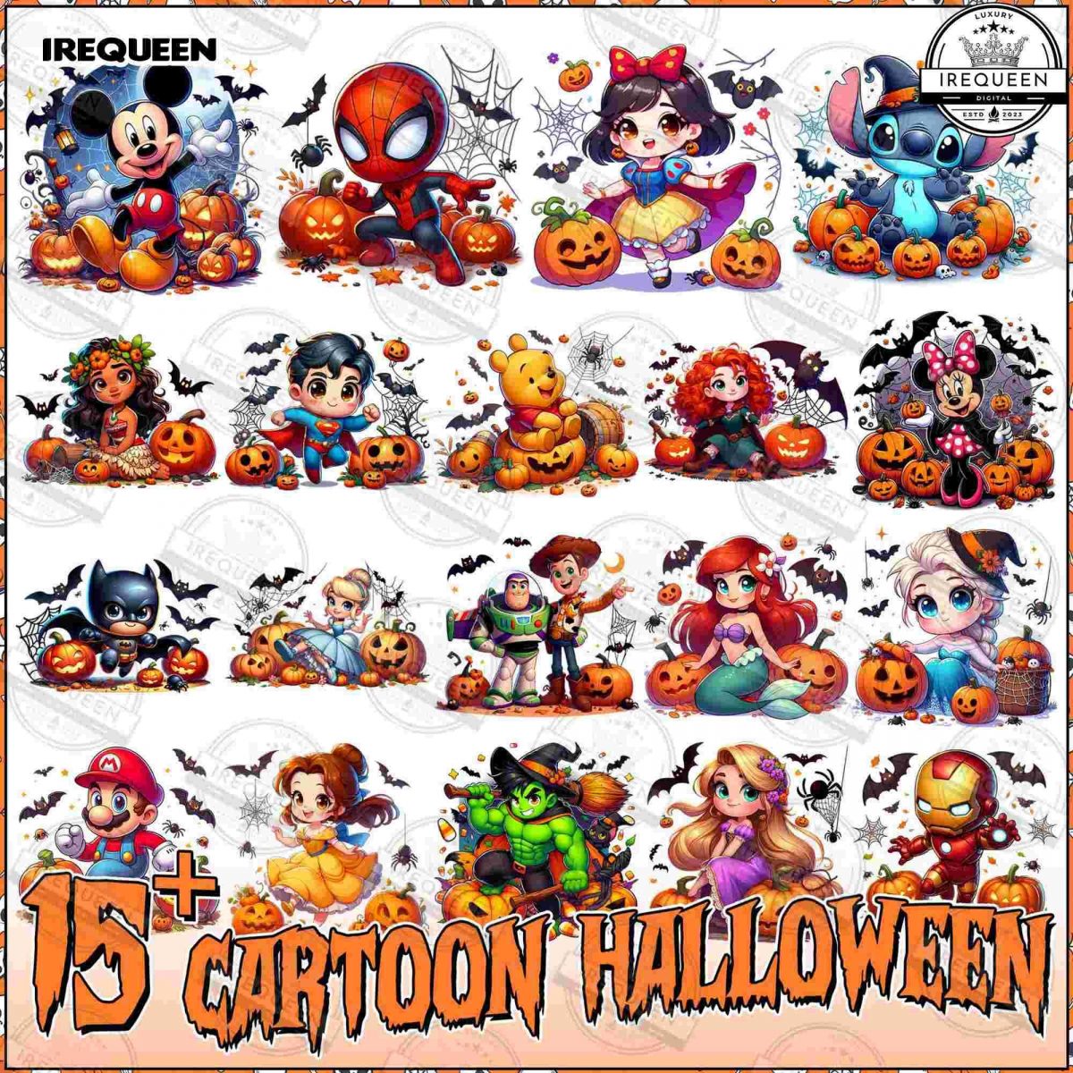 Spooky Halloween Cartoon Bundle Ghost Kid Trick or Treat Pumpkins