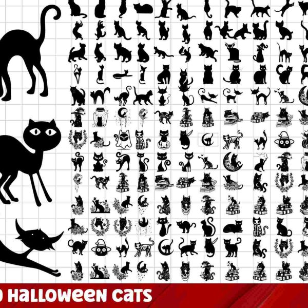 Spooky Halloween Cat Bundle SVG and PNG Clipart for Cricut