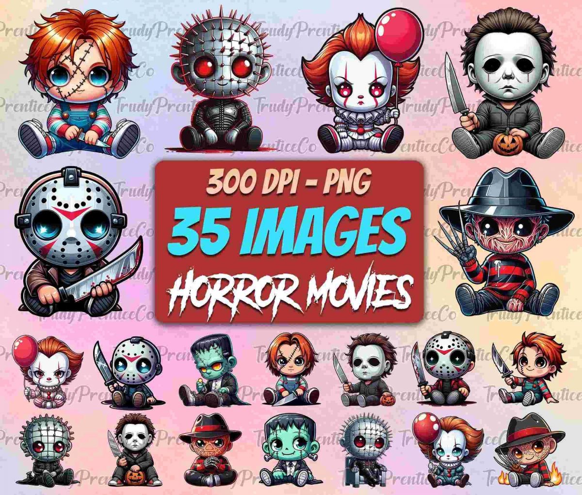 Spooky Halloween Characters and Horror Friends PNG Bundle