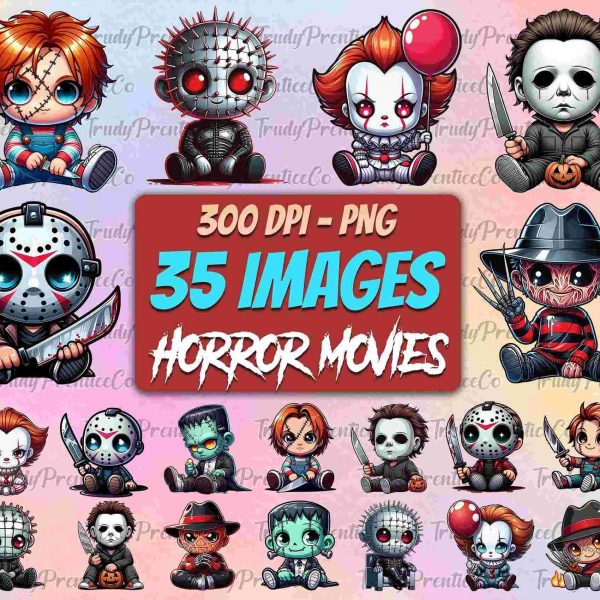 Spooky Halloween Characters and Horror Friends PNG Bundle