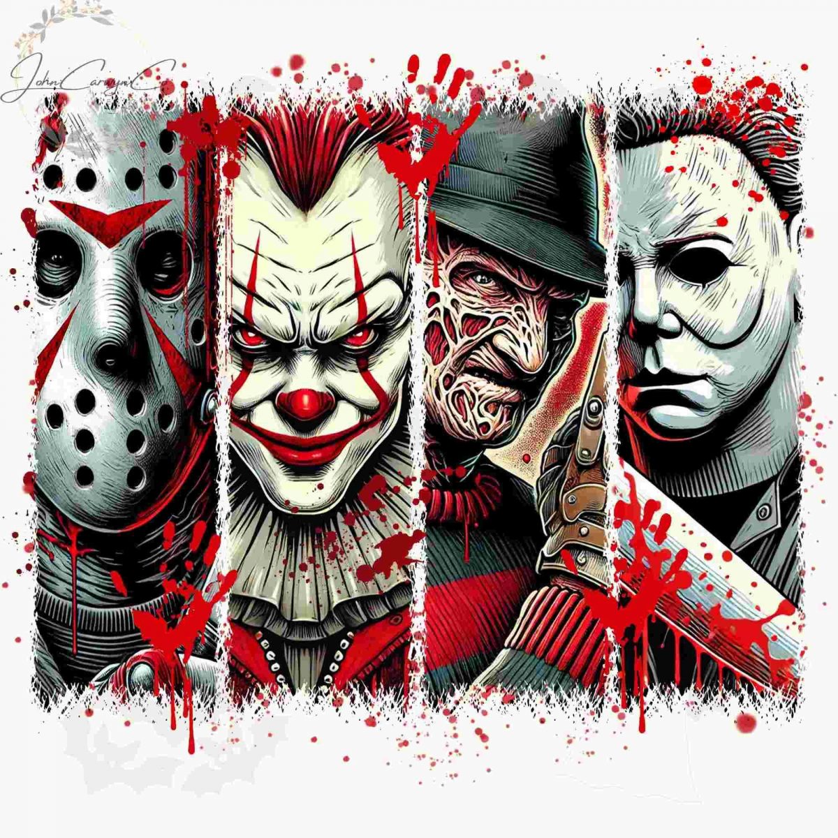 Spooky Halloween Characters Horror Movie Killers Creepy Friends