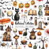 Spooky Halloween Clipart Bundle 230 Watercolour Graphics SVGPNG Decor