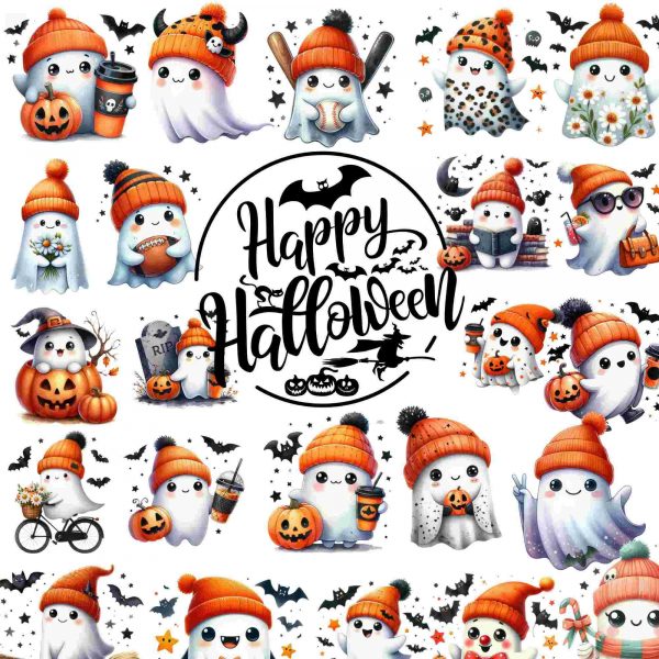 Spooky Halloween Clipart Bundle 30 Ghost Pumpkin SVGPNG