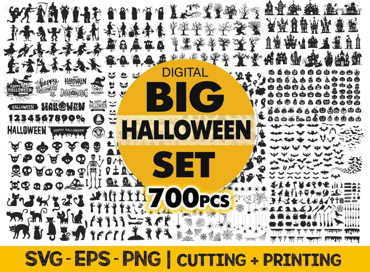 Spooky Halloween Clipart Bundle Witch Ghost Pumpkin Svg Files for