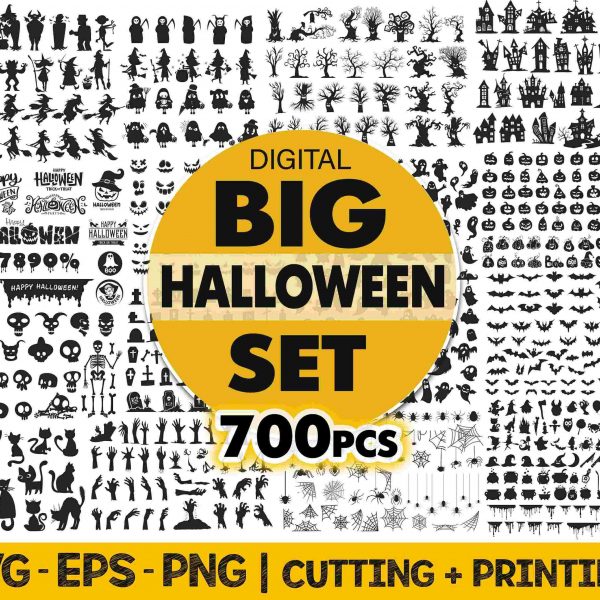 Spooky Halloween Clipart Bundle Witch Ghost Pumpkin Svg Files for