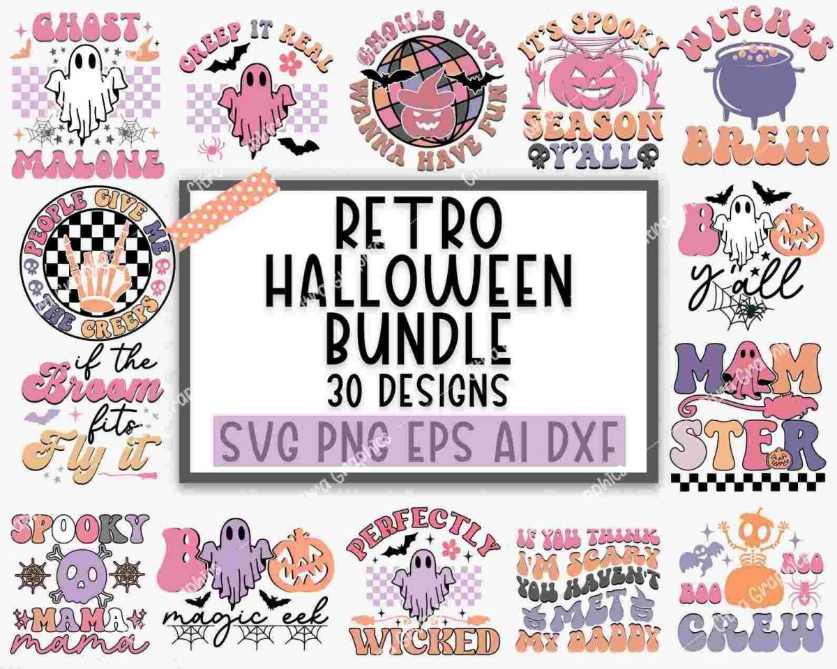 Spooky Halloween Collection Retro SVG PNG Designs