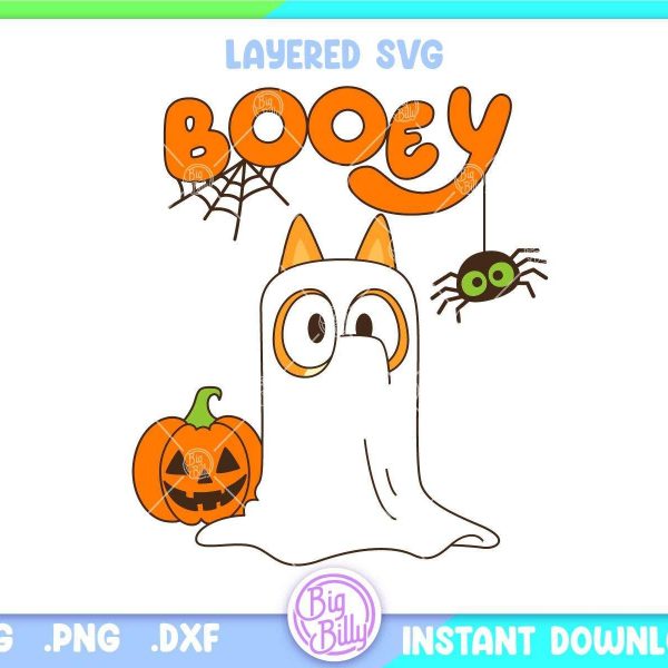 Spooky Halloween Dog SVG Booey PNG Blue Cartoon Mask Cricut Files