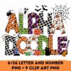 Spooky Halloween Doodle Alphabet Bundle with PNG Clip Art Files