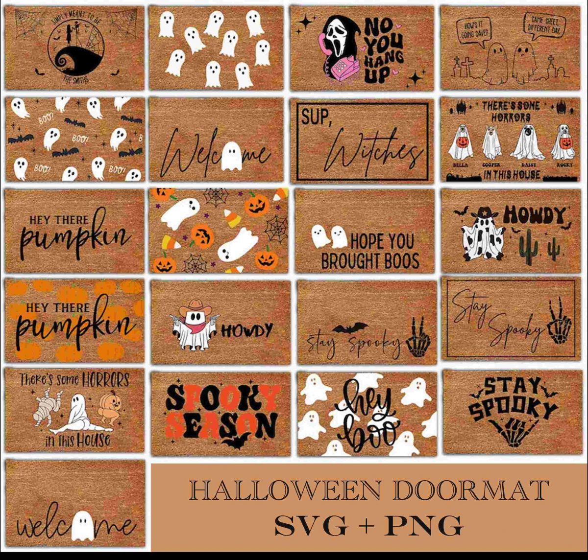 Spooky Halloween Doormat Bundle Svg Png Digital Downloads Trick or