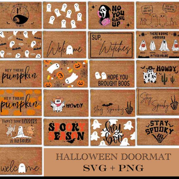 Spooky Halloween Doormat Bundle Svg Png Digital Downloads Trick or