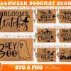 Spooky Halloween Doormat Bundle Welcome Sign Trick or Treat Bring