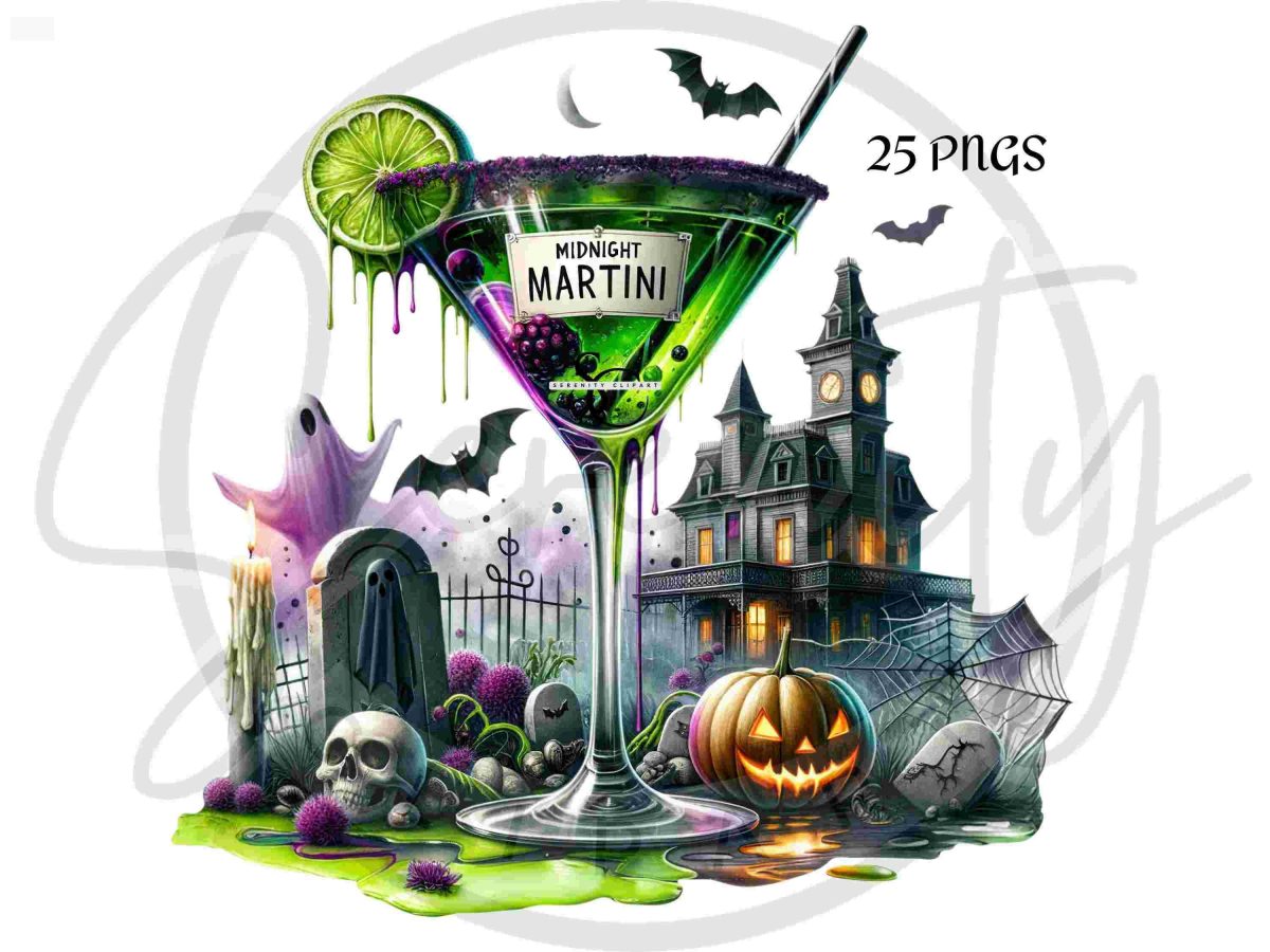 Spooky Halloween Drink Clipart Set 25 PNGs Bar SVG Creepy Cocktail