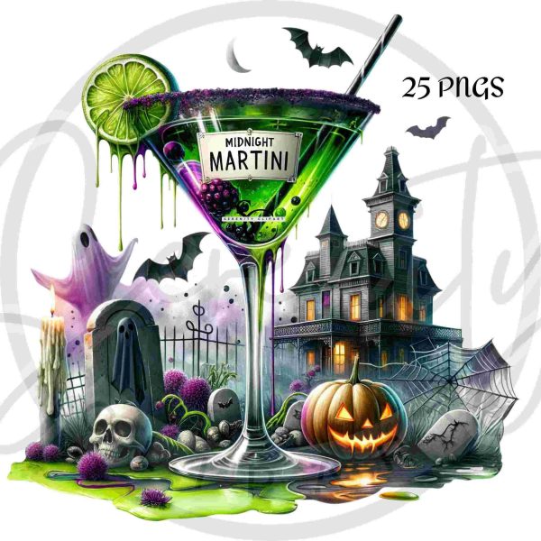 Spooky Halloween Drink Clipart Set 25 PNGs Bar SVG Creepy Cocktail