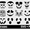 Spooky Halloween Faces Clipart Bundle Monster Witch Ghost Vampire