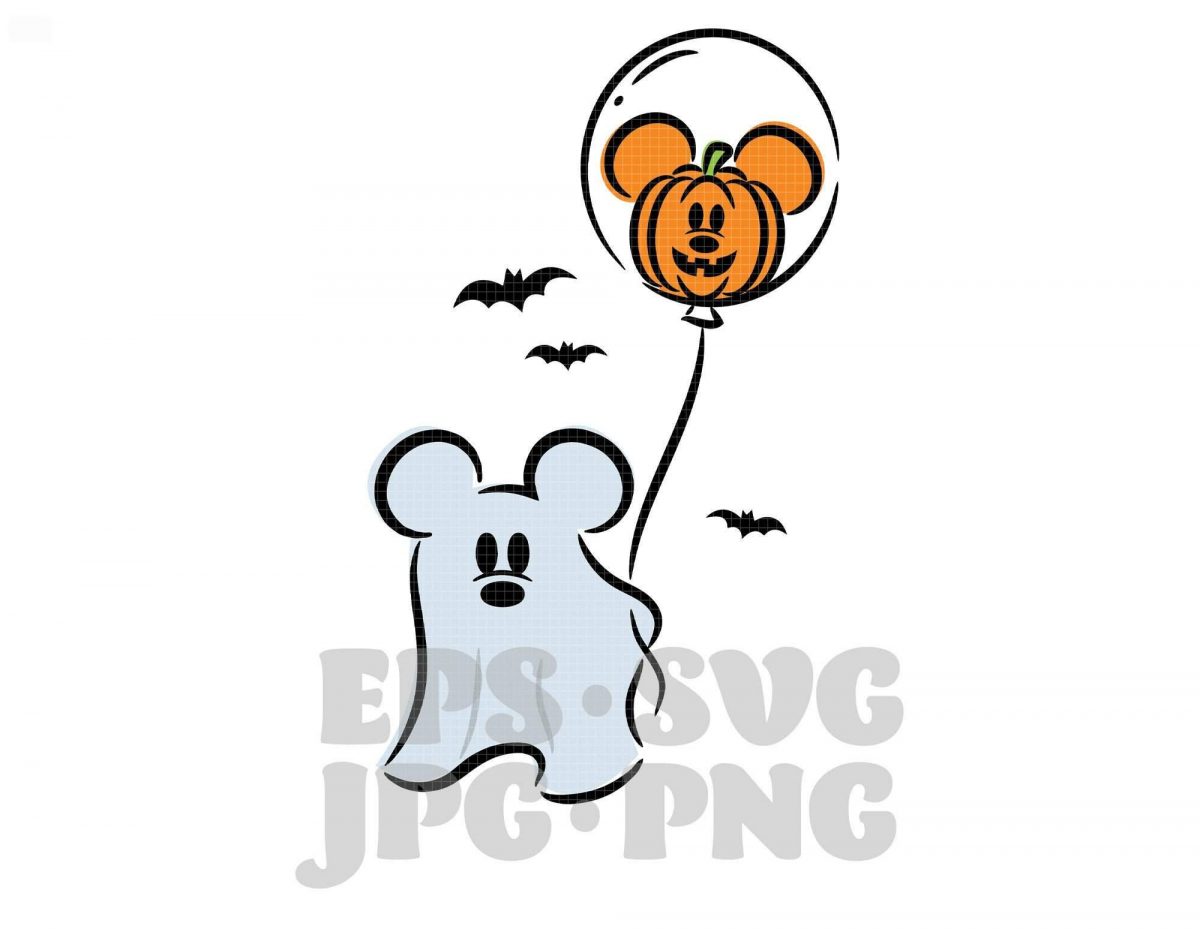 Spooky Halloween Ghost Mouse Balloons EPS PNG Svg