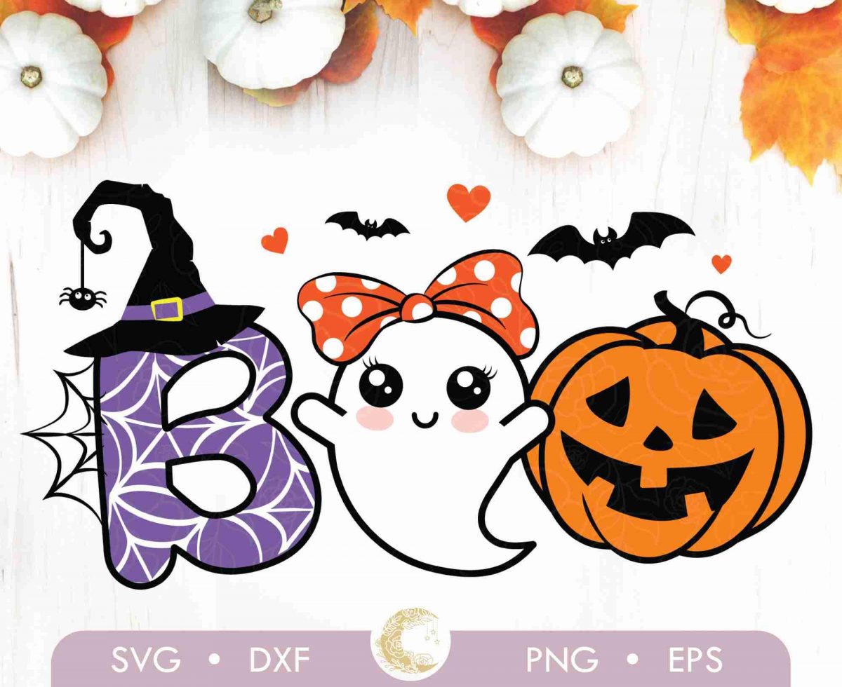 Spooky Halloween Ghost SVG Boo Girl Sublimation Cute Halloween Cut