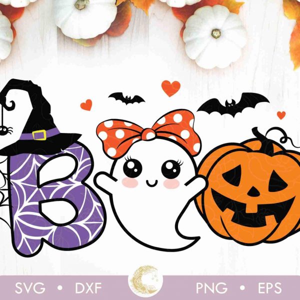 Spooky Halloween Ghost SVG Boo Girl Sublimation Cute Halloween Cut