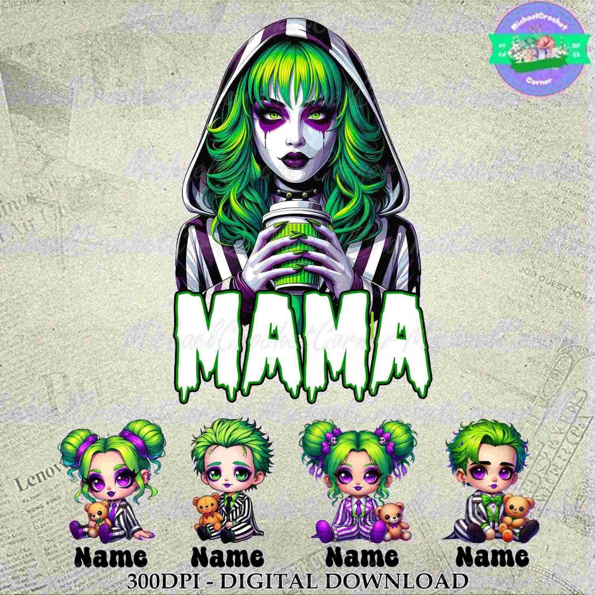 Spooky Halloween Mama Custom Kid Name SVG Killer Horror Thug Life PNG