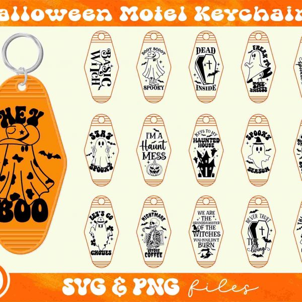 Spooky Halloween Motel Keychain Bundle Humorous Vintage Hotel