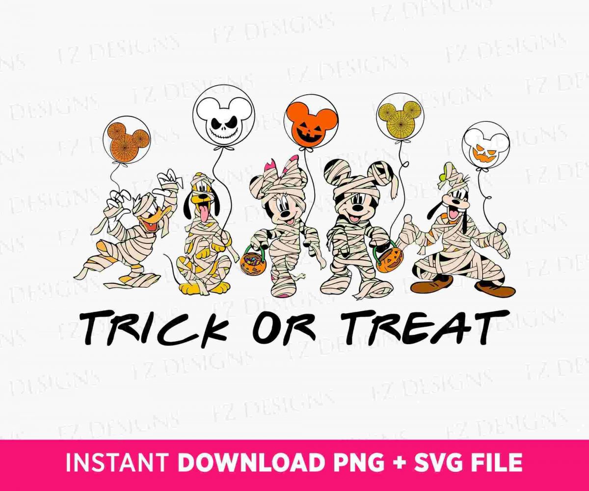 Spooky Halloween Mouse Trick or Treat SVG Friends PNG Print Files