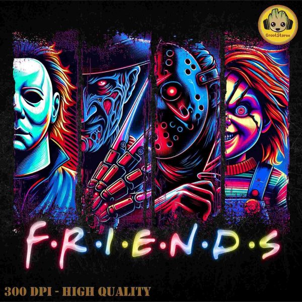 Spooky Halloween Movie Killers Neon Horror Friends SVGPNG