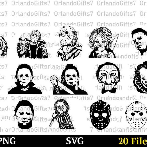 Spooky Halloween Movie Villains SVG Creepy Horror Movie PNG Halloween