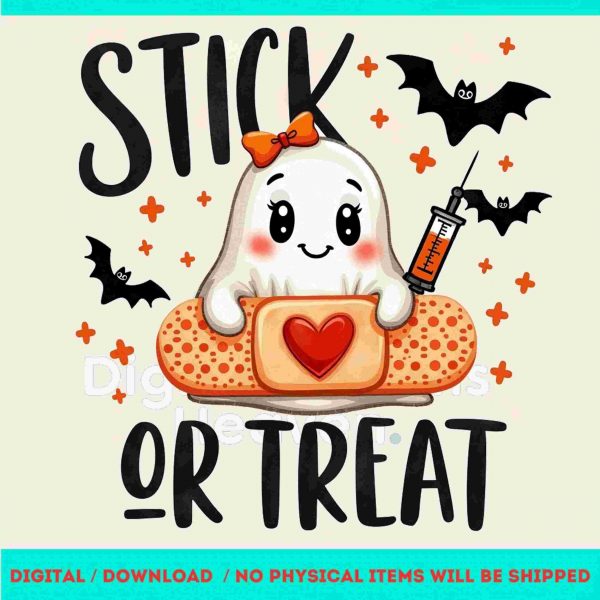 Spooky Halloween Nurse SVG Ghost Nurse Stick Or Treat Design PNG