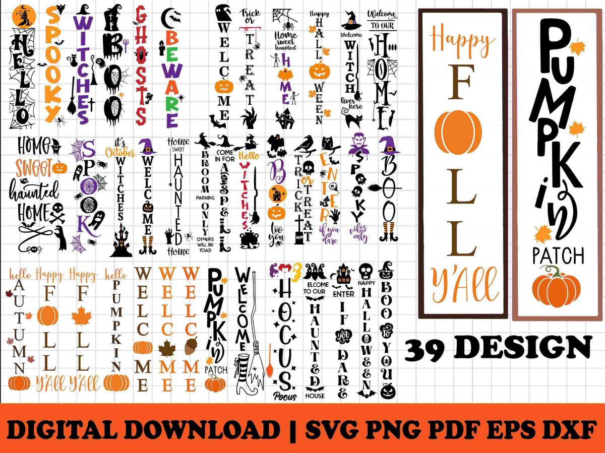 Spooky Halloween Porch Signs Bundle SVG PNG