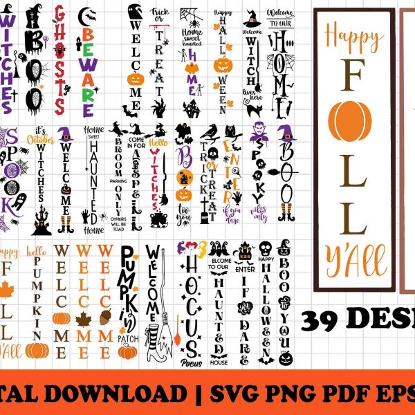 Spooky Halloween Porch Signs Bundle SVG PNG