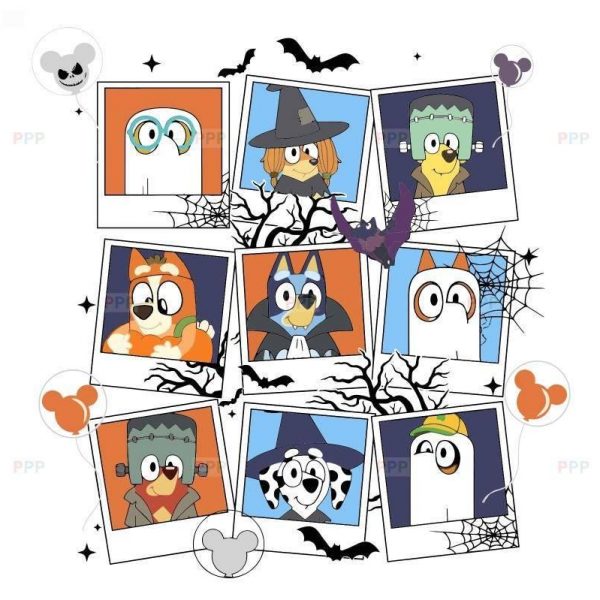 Spooky Halloween Portraits in Bluey PNG PDF SVG EPS DXF