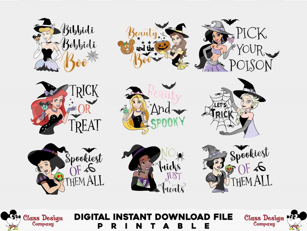 Spooky Halloween Princess Witch PNG Bundle for Cricut Sublimation