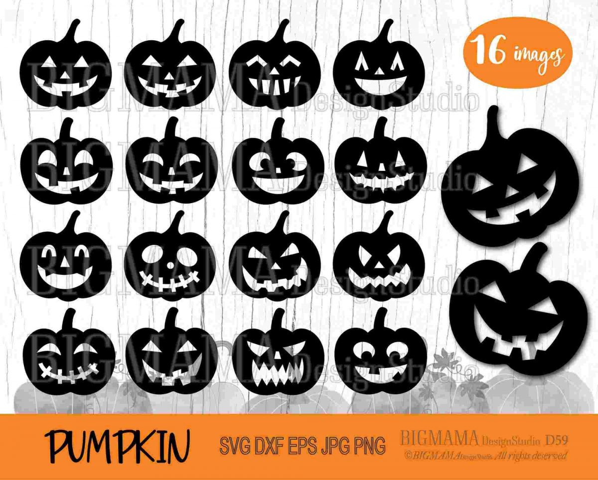 Spooky Halloween Pumpkin Face SVG DXF PNG Bundle