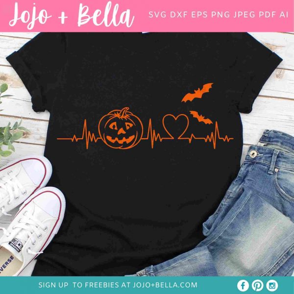 Spooky Halloween Pumpkin Heartbeat Svg for Cricut Silhouette